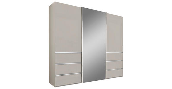 SCHWEBETÜRENSCHRANK 250/236/67 cm 3-türig Champagner - Chromfarben/Champagner, Design, Glas/Holzwerkstoff (250/236/67cm) - Novel