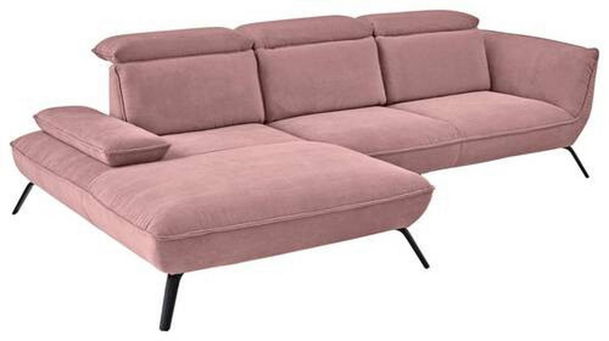 ECKSOFA in Cord Altrosa  - Schwarz/Altrosa, Design, Textil/Metall (202/301cm) - Moderano