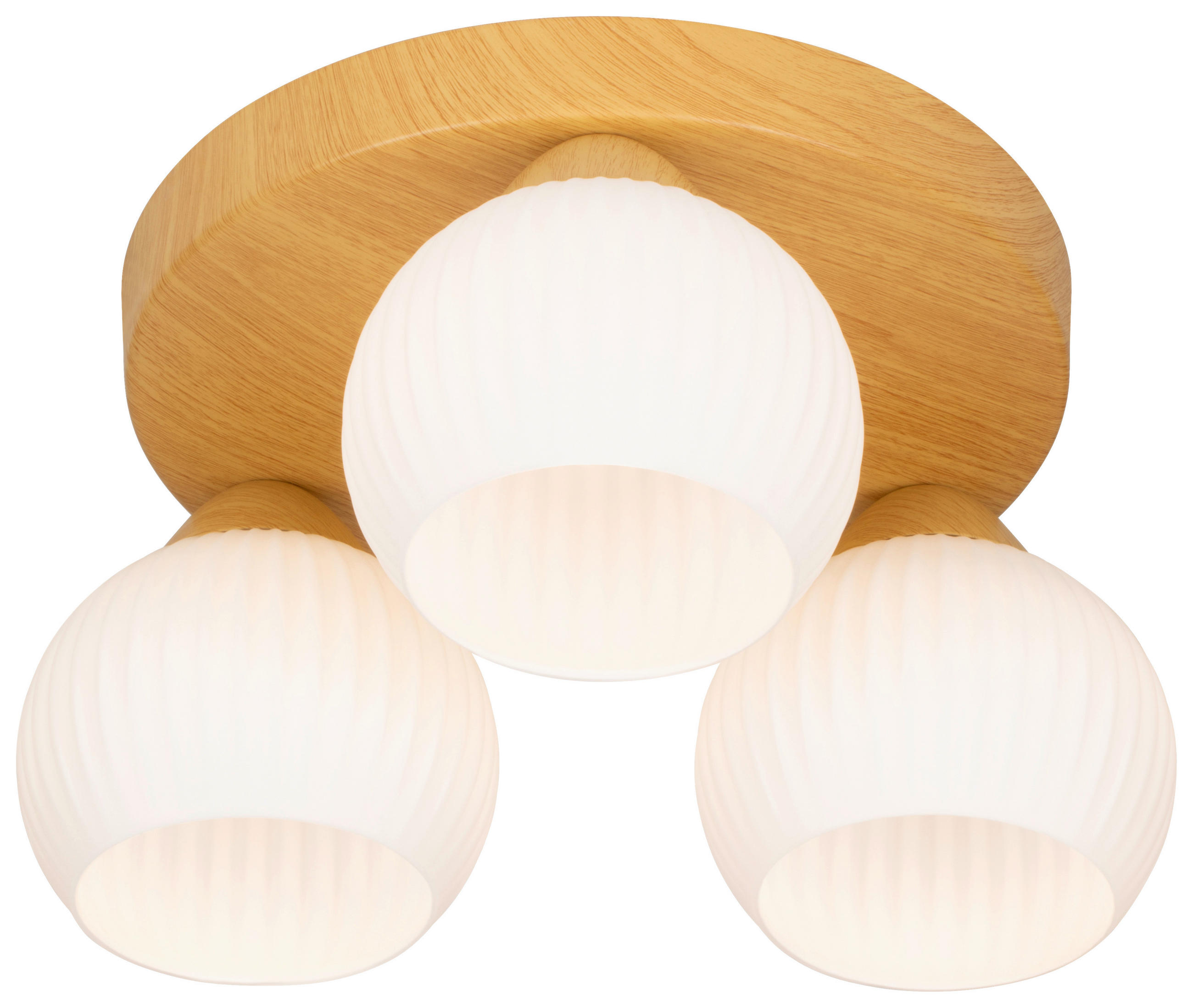 DECKENLEUCHTE 40/18 cm   - Eichefarben/Weiß, Trend, Glas/Metall (40/18cm) - Nouvel