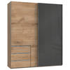 SCHWEBETÜRENSCHRANK in Grau, Eichefarben  - Chromfarben/Eichefarben, Modern, Holzwerkstoff (200/236/65cm) - MID.YOU