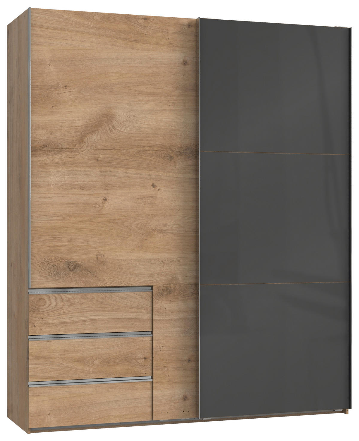 GARDEROB MED SKJUTDÖRRAR 200/236/65 cm 2-dörrar - kromfärg/grå, Modern, trämaterial (200/236/65cm) - MID.YOU