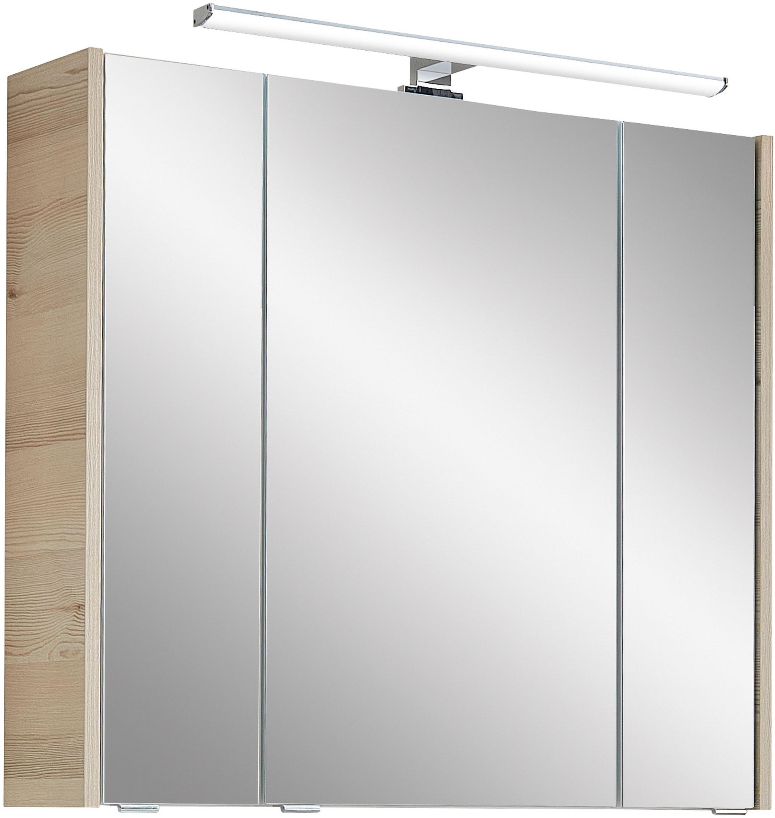 SPIEGELSCHRANK 80/70/20,5 cm  - Chromfarben/Pinienfarben, KONVENTIONELL, Glas/Holzwerkstoff (80/70/20,5cm) - Xora