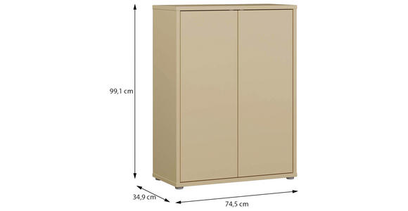 SCHUHSCHRANK Alice Springs  in 74,5/99,1/34,9 cm  - Hellgelb/Grau, MODERN, Holzwerkstoff/Kunststoff (74,5/99,1/34,9cm) - Carryhome