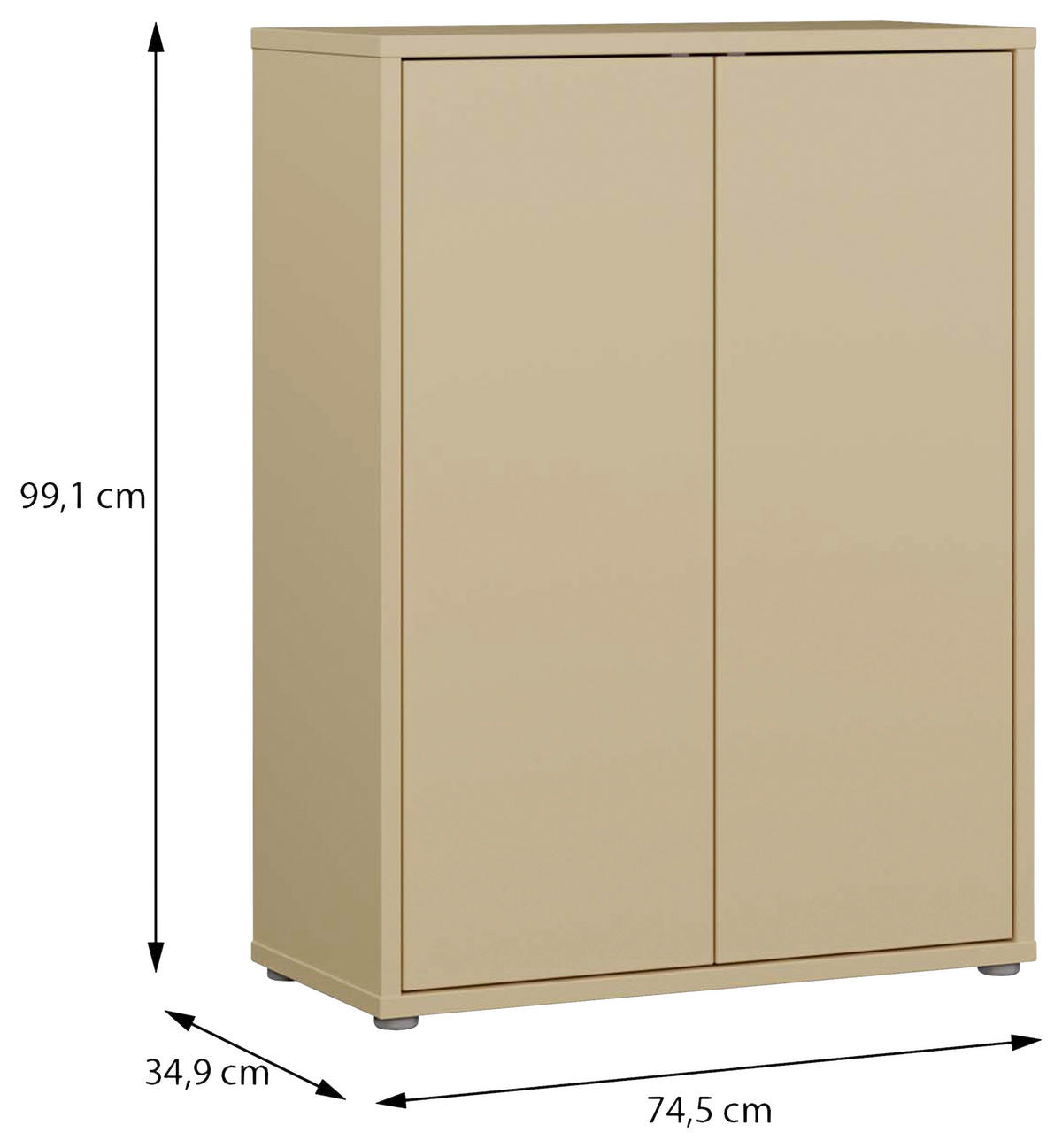 SCHUHSCHRANK Alice Springs  in 74,5/99,1/34,9 cm  - Hellgelb/Grau, MODERN, Holzwerkstoff/Kunststoff (74,5/99,1/34,9cm) - Carryhome