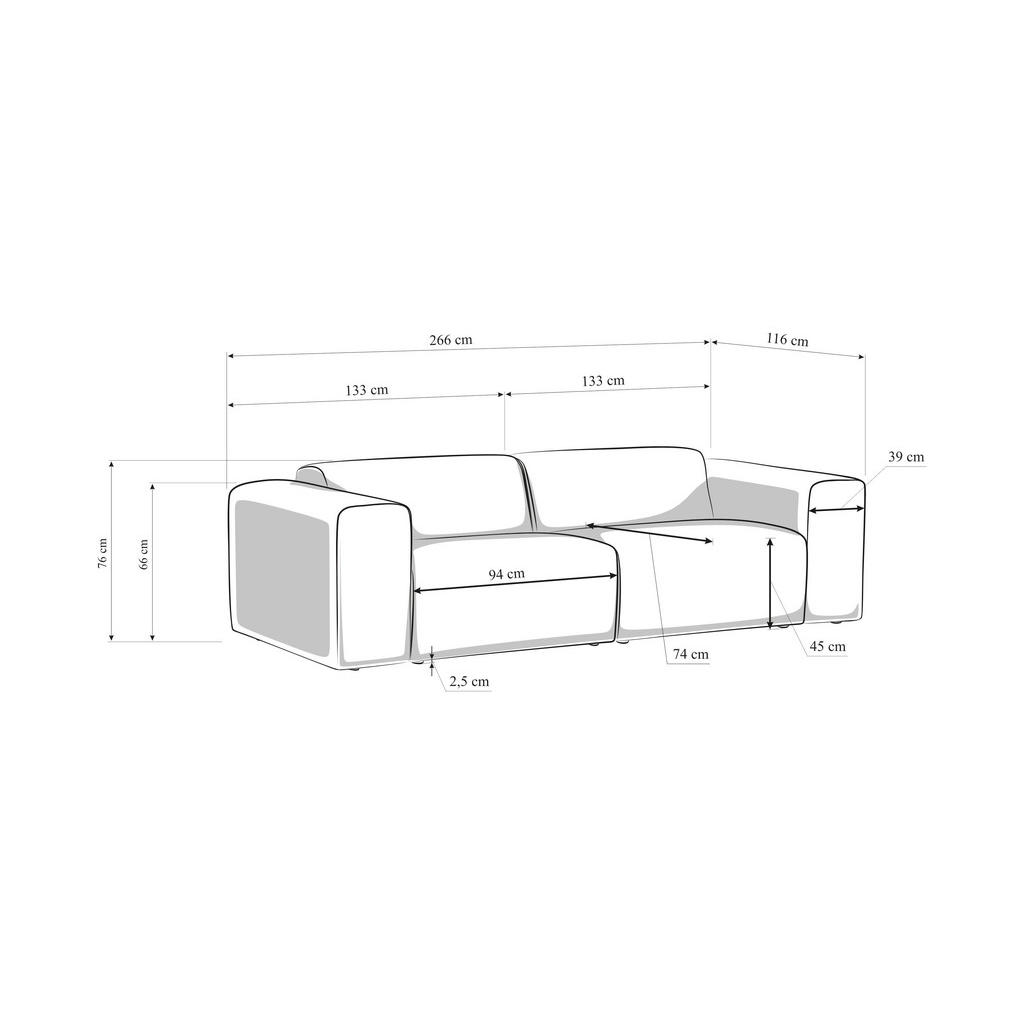 Thumbnail - Mid.you 3-Sitzer-Sofa Manne, Hellgrau, Textil, 266x76x116 cm, Made in EU, Rücken echt, Wohnzimmer, Sofas & Couches, Sofa...