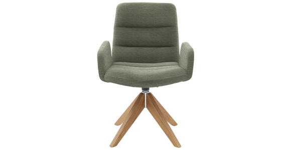 ARMLEHNSTUHL  in Cord  - Graugrün/Naturfarben, Design, Holz/Textil (61/88/66cm) - Dieter Knoll