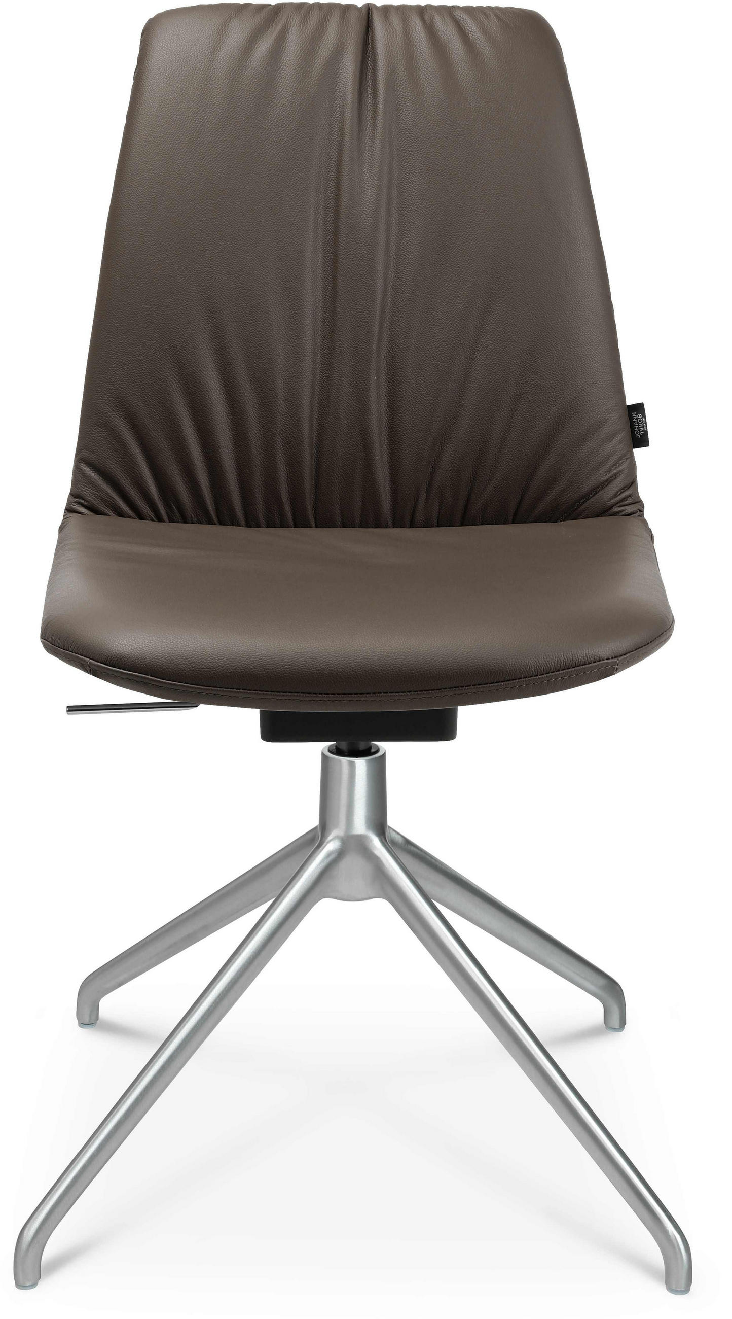 STUHL  in Aluminium Echtleder pigmentiert Metall, Leder  - Alufarben/Braun, Design, Leder/Metall (46/81,5-84,5/55cm) - Johann Jakob