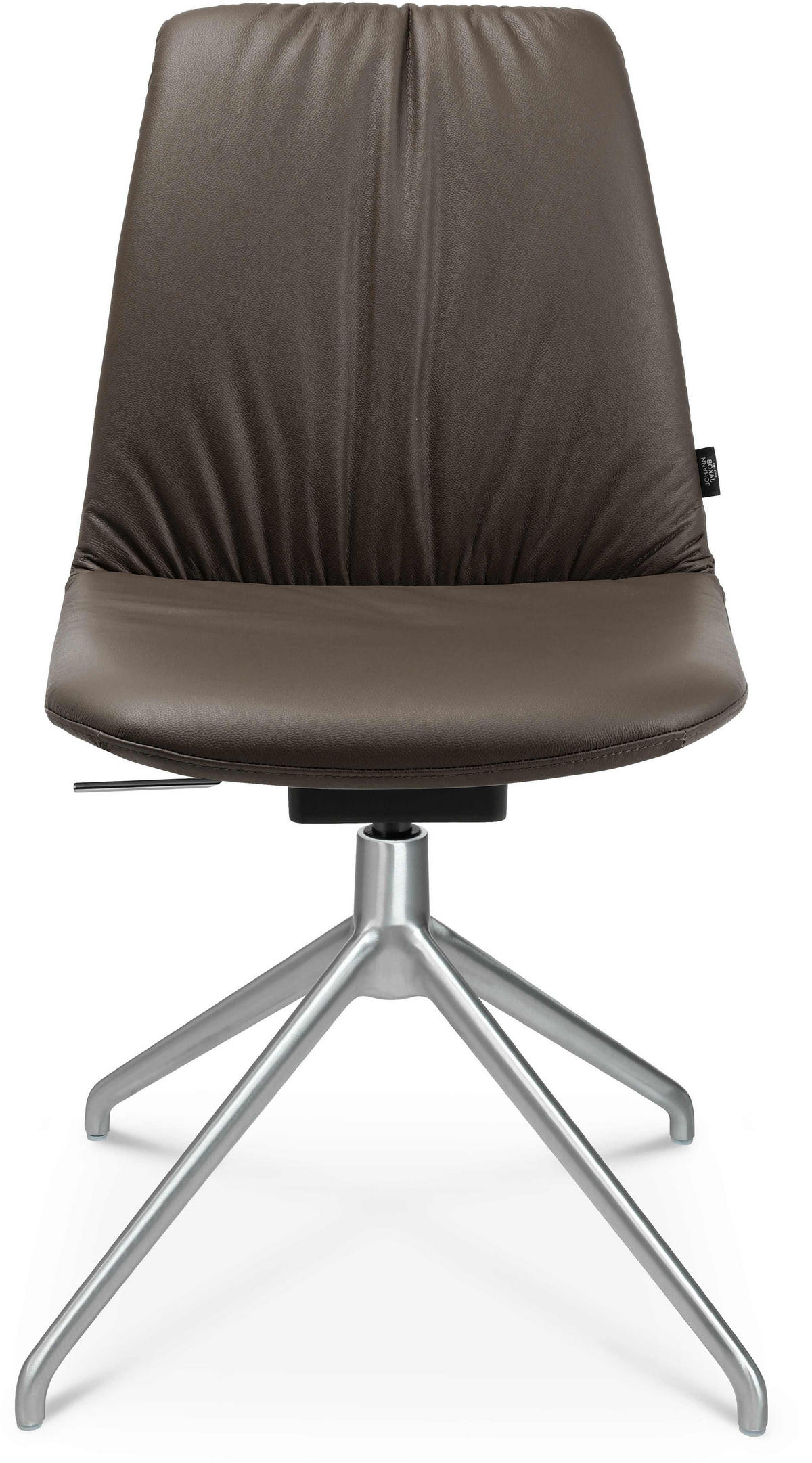 STUHL  in Aluminium Echtleder pigmentiert  - Alufarben/Braun, Design, Leder/Metall (46/81,5-84,5/55cm) - Johann Jakob
