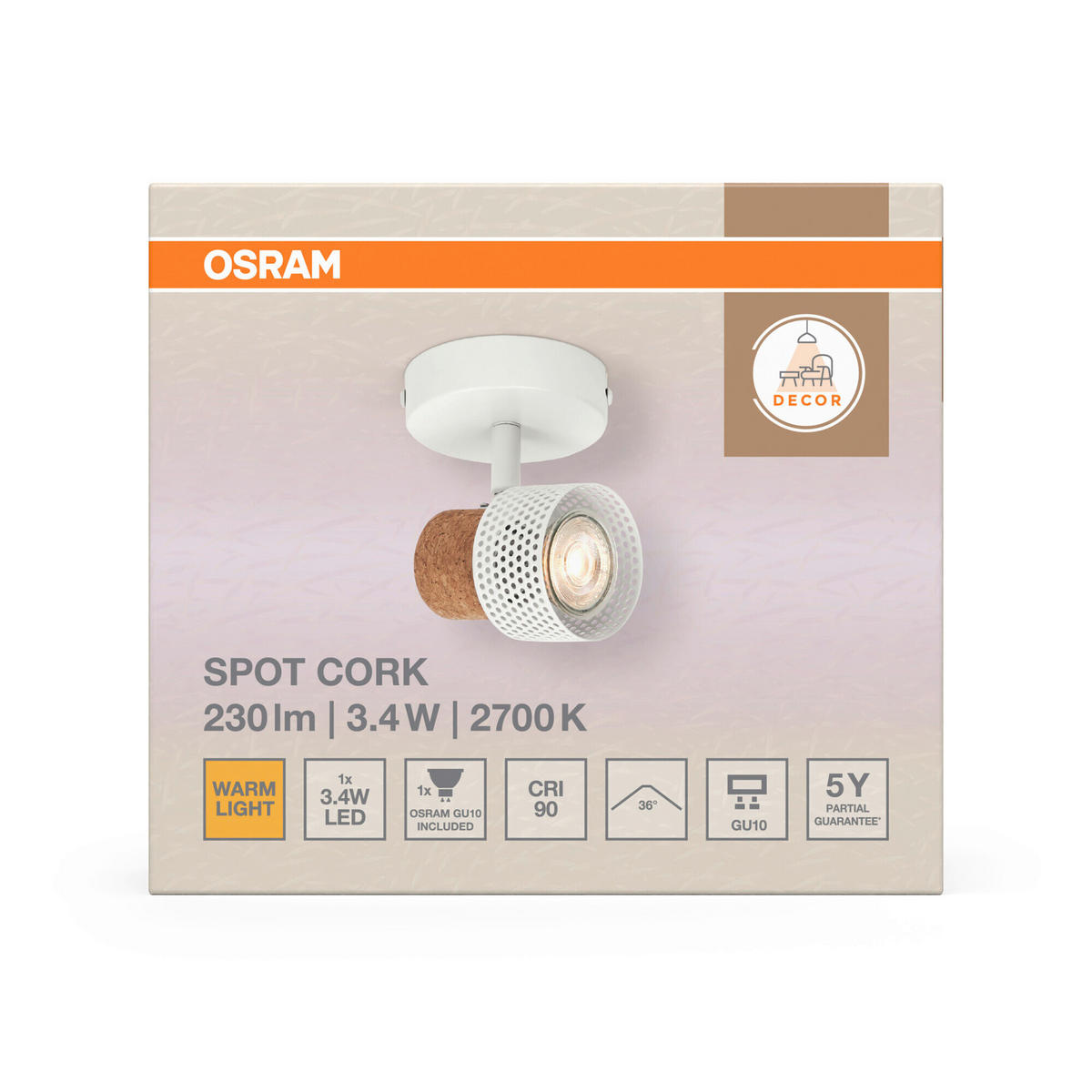 LED-STRAHLER 9/12,6/10,1 cm   - Weiß, Basics, Holz/Metall (9/12,6/10,1cm) - Osram