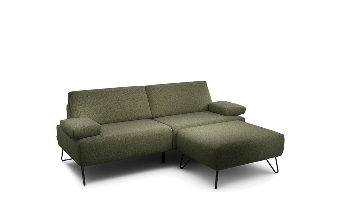 2,5-SITZER Chenille Waldgrün  - Waldgrün/Schwarz, Design, Textil/Metall (204-234/85/86-94cm) - SENSOO