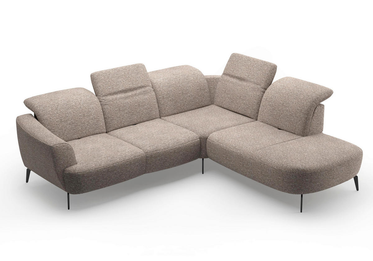 ECKSOFA in Chenille Cappuccino  - Schwarz/Cappuccino, Konventionell, Textil/Metall (300/267cm) - Sit & More