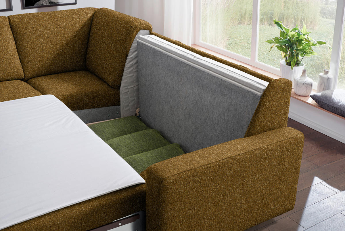 WOHNLANDSCHAFT  in Mikrovelours Senfgelb  - Anthrazit/Senfgelb, KONVENTIONELL, Textil (158/323/237cm) - Sedda