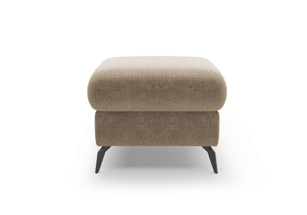 HOCKER Flachgewebe Hellbraun  - Hellbraun/Schwarz, KONVENTIONELL, Textil/Metall (58/50/58cm) - Sit & More
