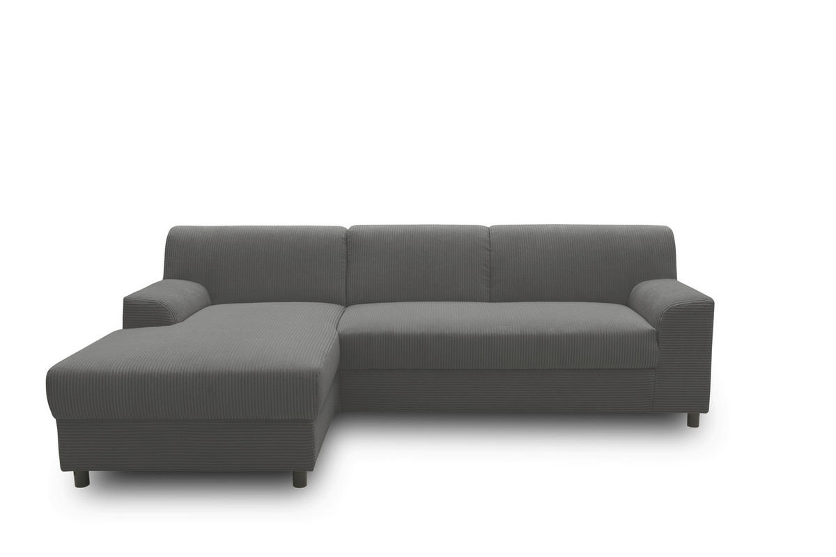 ECKSOFA CAPRI 2 Grau Cord Zierkissen, Rückenkissen  - Schwarz/Grau, Basics, Kunststoff/Textil (146/241cm) - MID.YOU