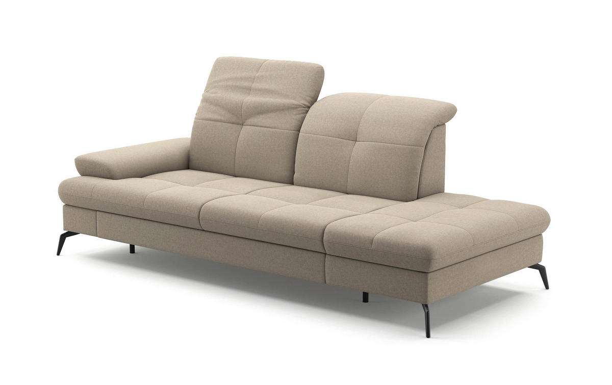 RÉCAMIERE in Flachgewebe Taupe  - Taupe/Schwarz, Konventionell, Textil/Metall (231/90/122cm) - Sit & More