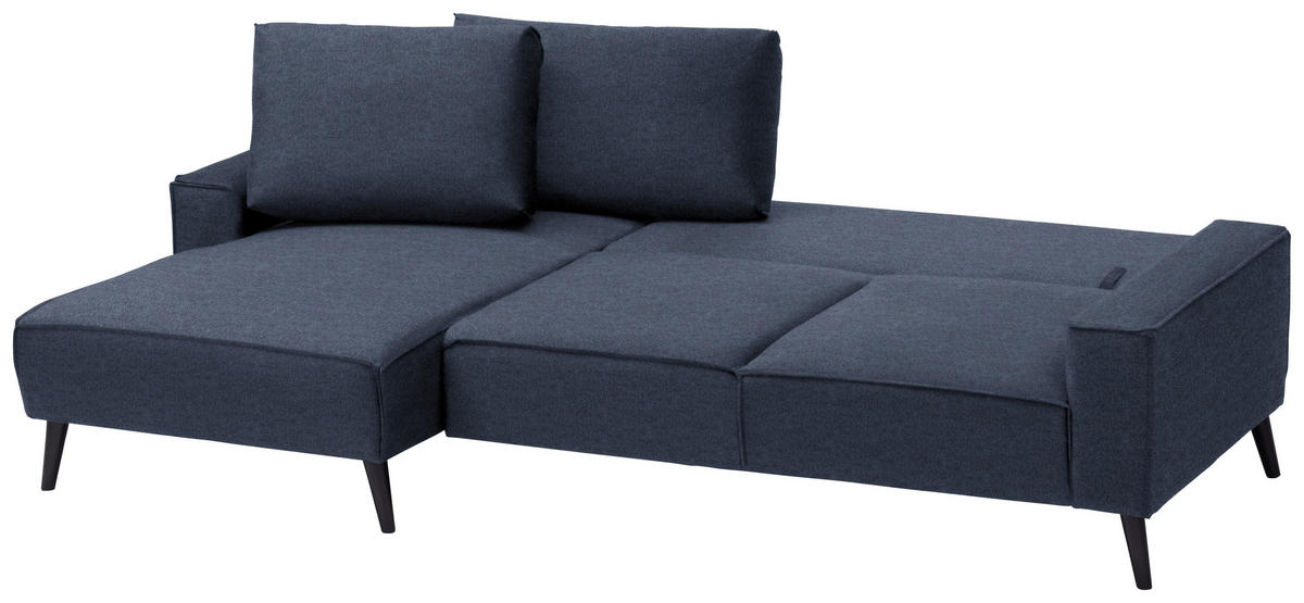 ECKSOFA in Velours Blau  - Blau/Schwarz, Konventionell, Holz/Textil (161/260cm) - Carryhome