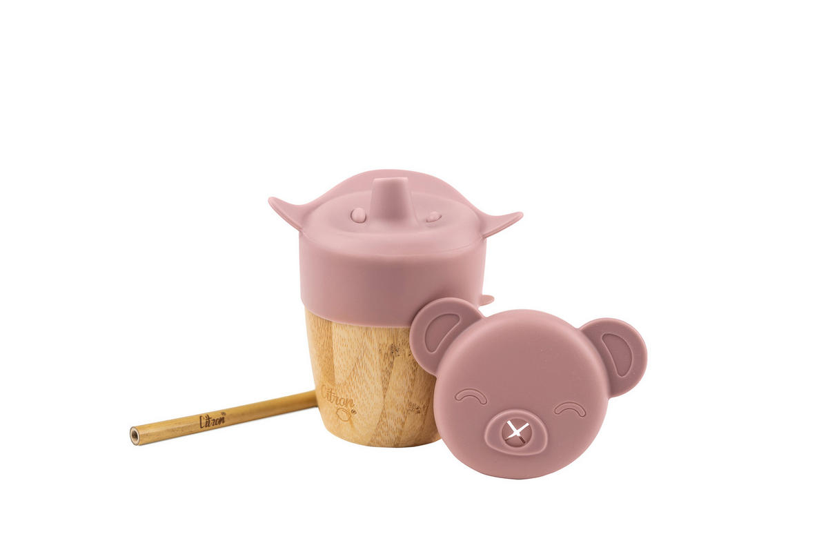 TRINKHALMBECHER  - Pink, Basics, Naturmaterialien/Kunststoff (7,5/9cm)