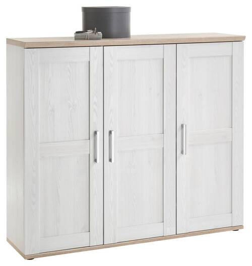 SKRINKA NA TOPÁNKY, biela, farba duba, farba smrekovca, dub San Remo, 139/120/38 cm - farba smrekovca/biela, Konventionell, kompozitné drevo/plast (139/120/38cm) - Xora