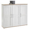 SCHUHSCHRANK Weiß, Eichefarben, Lärchefarben, Eiche San Remo  - Eichefarben/Silberfarben, KONVENTIONELL, Holzwerkstoff/Kunststoff (139/120/38cm) - Xora