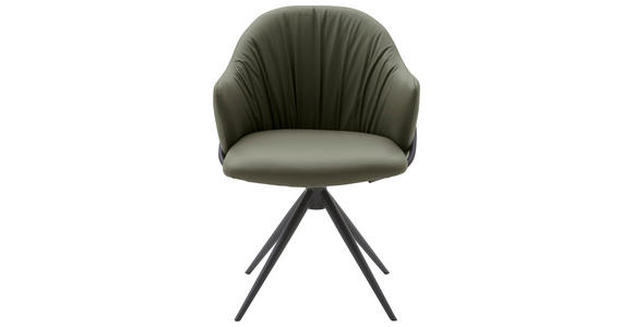 ARMLEHNSTUHL  in Echtleder pigmentiert  - Anthrazit/Grün, Design, Leder (57/84/44,5cm) - Belluti