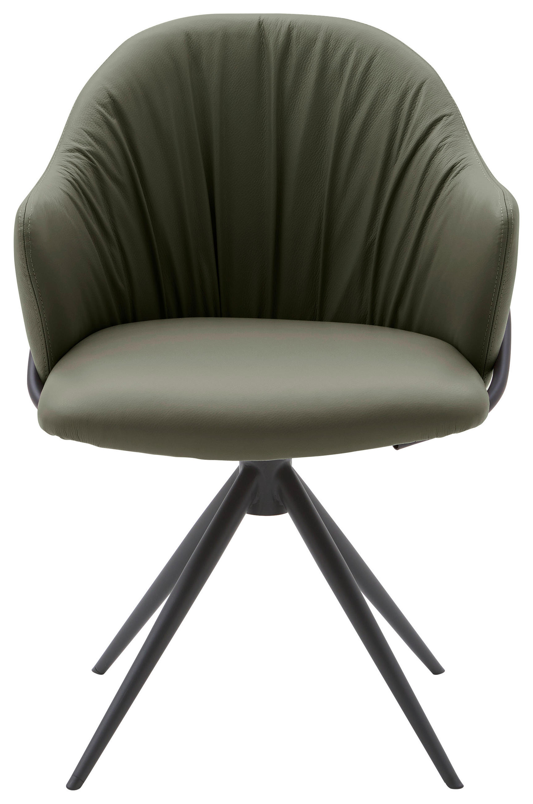 ARMLEHNSTUHL  in Echtleder pigmentiert  - Anthrazit/Grün, Design, Leder (57/84/44,5cm) - Emilio Belluti