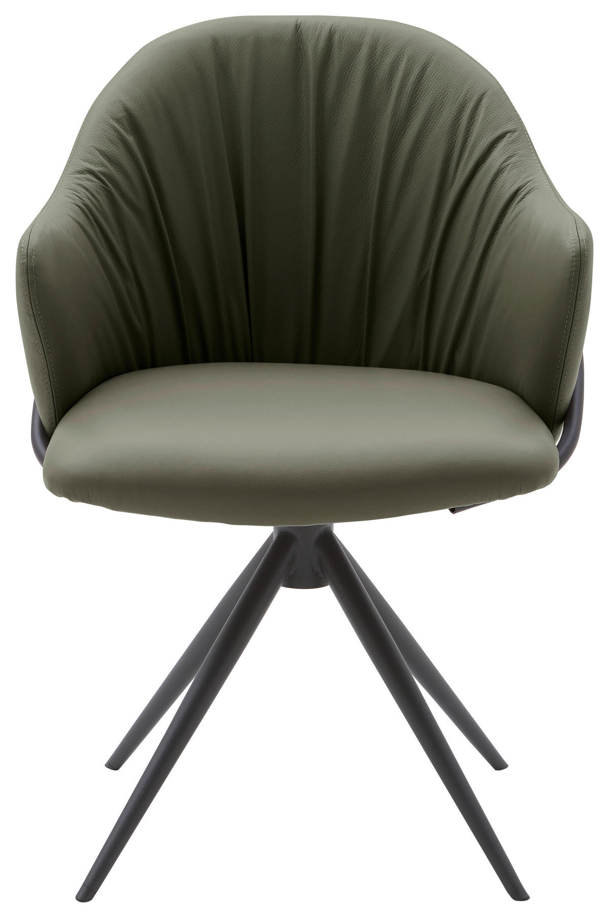 ARMLEHNSTUHL  in Echtleder pigmentiert  - Anthrazit/Grün, Design, Leder (57/84/44,5cm) - Emilio Belluti