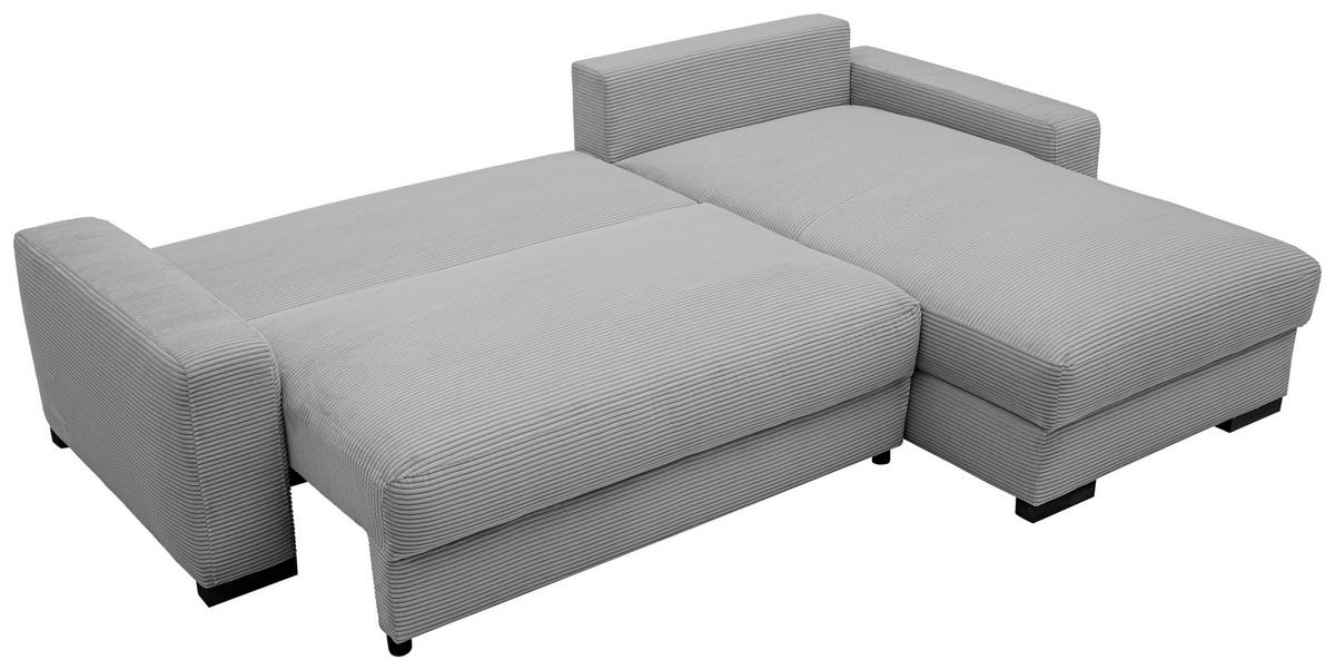 ECKSOFA in Cord Hellgrau  - Hellgrau/Schwarz, Design, Holz/Textil (264/184cm) - Stylife