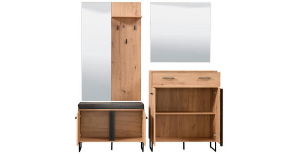 GARDEROBE 4-teilig  in 180/194,5/35 cm  - Schwarz/Eiche Artisan, Basics, Holzwerkstoff (180/194,5/35cm) - Carryhome