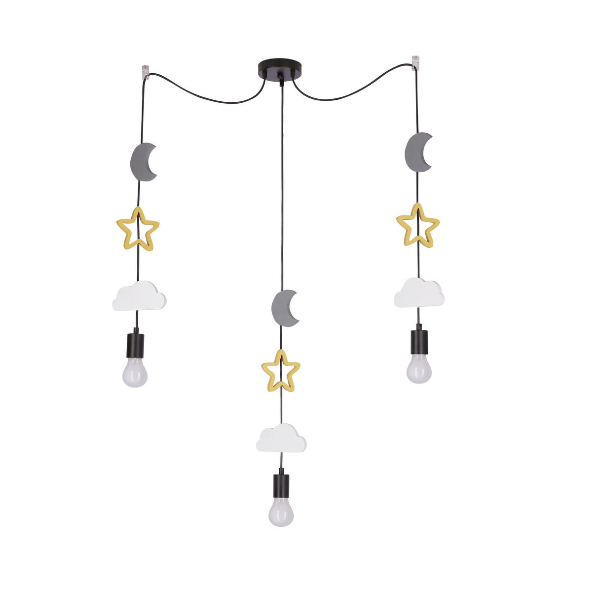 HÄNGLAMPA FÖR BARN Trio 100/15/100 cm  - vit/grå, Basics, metall/trämaterial (100/15/100cm)