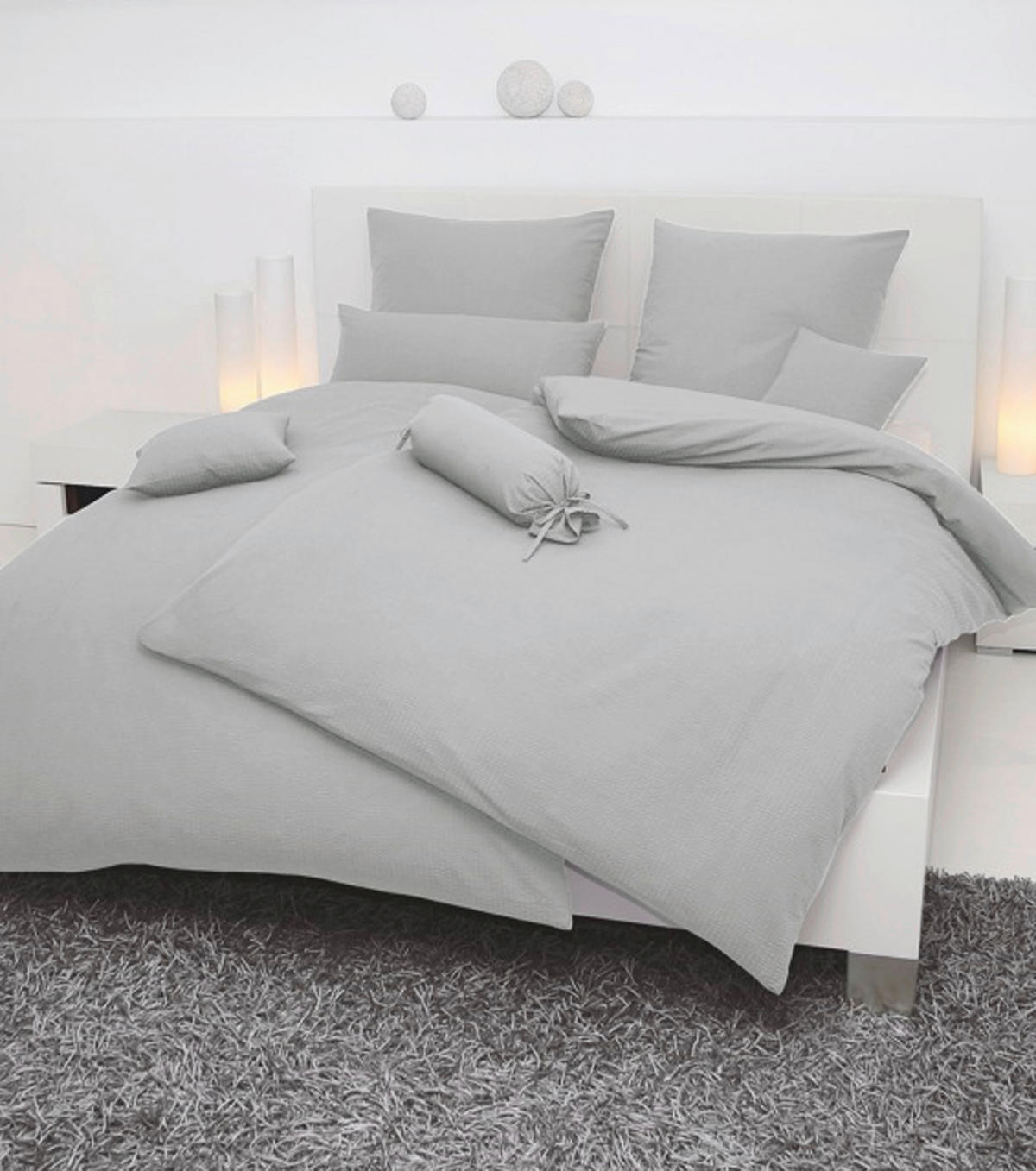 BETTWÄSCHE Seersucker 200/220 cm  - Platinfarben, Basics, Textil (200/220cm) - Janine