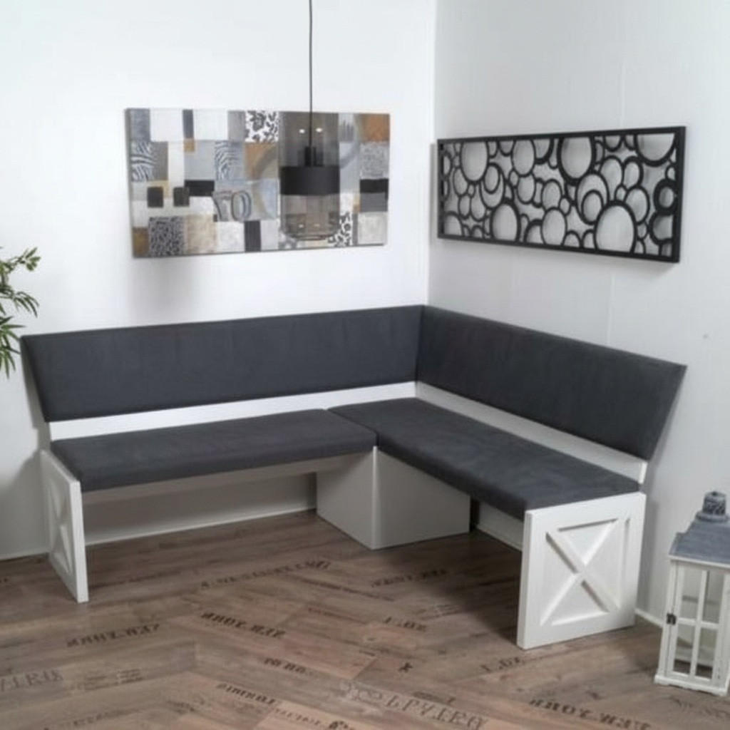 ECKBANK 150/185 cm Grau, Weiß   - Weiß/Grau, KONVENTIONELL, Textil (150/185cm) - P & B