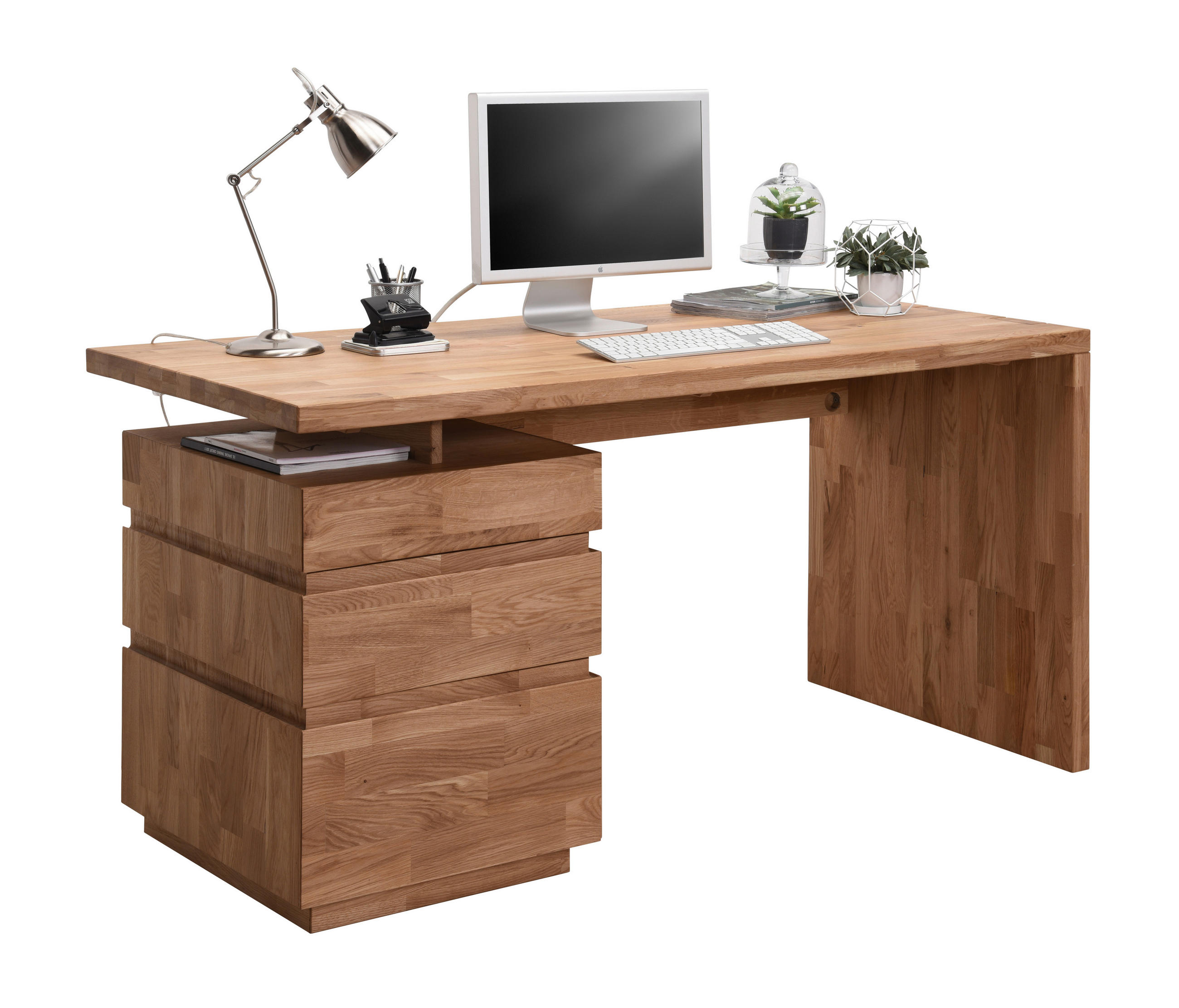 SCHREIBTISCH 150/70/76 cm Wildeiche  - Wildeiche/Eichefarben, Natur, Holz (150/70/76cm) - Linea Natura