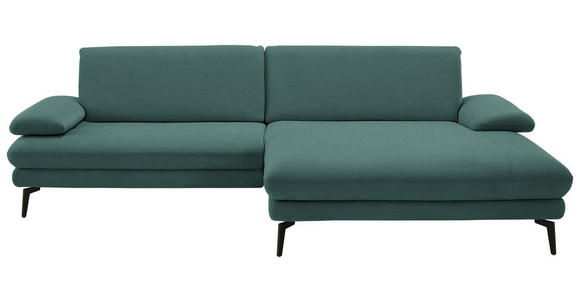 ECKSOFA  in Chenille, Flachgewebe Opal  284/180 cm  - Opal/Schwarz, Design, Textil/Metall (284/180cm) - Dieter Knoll