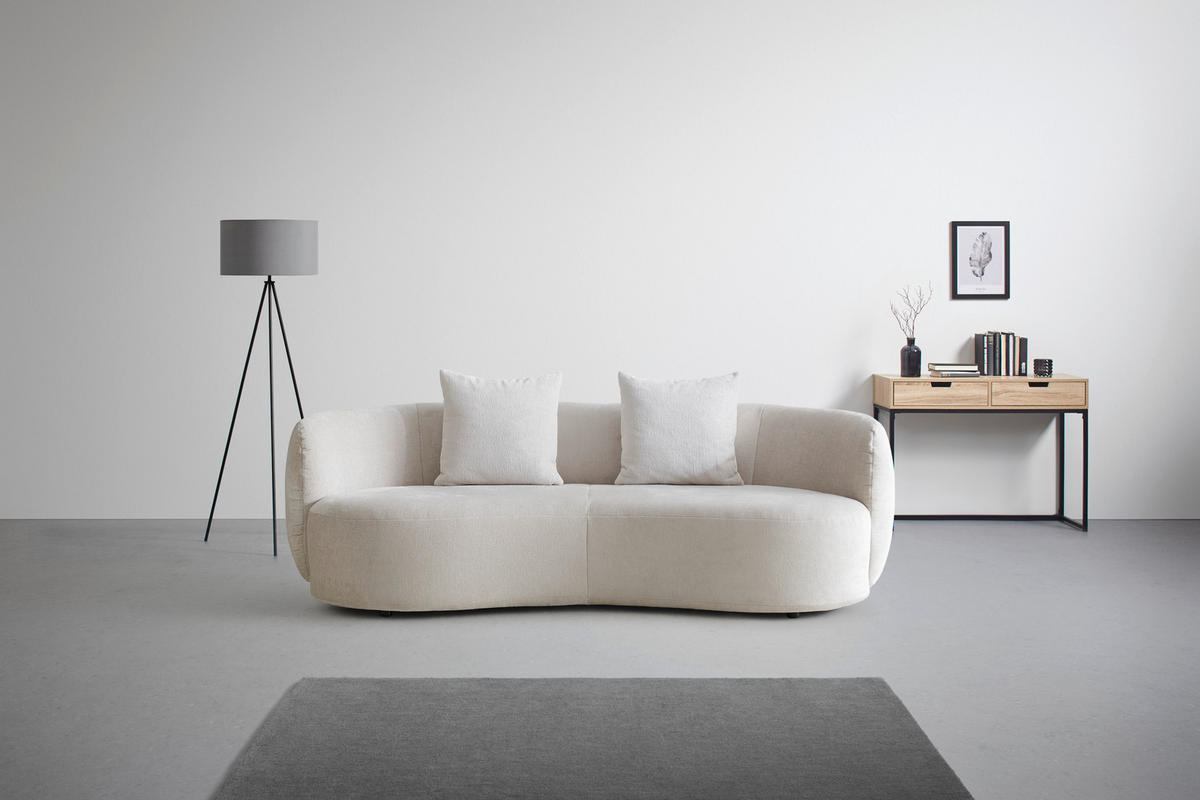 BIG SOFFA i chenille beige  - beige/svart, Modern, textil/plast (235/72/110cm) - MID.YOU
