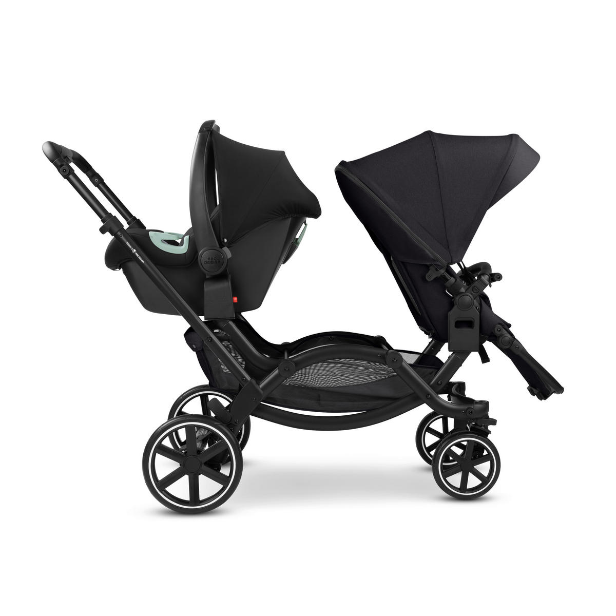 GESCHWISTERWAGEN Zoom 2  - Schwarz, Basics, Textil/Metall (121/60/118cm) - ABC Design