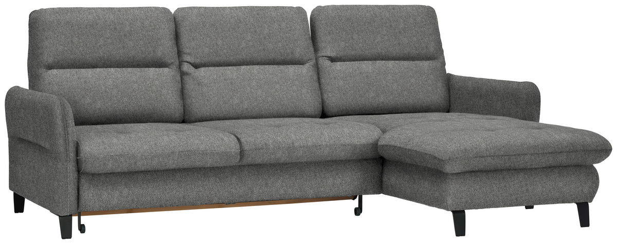 ECKSOFA Grau Flachgewebe  - Schwarz/Grau, KONVENTIONELL, Textil/Metall (254/190cm) - Livetastic