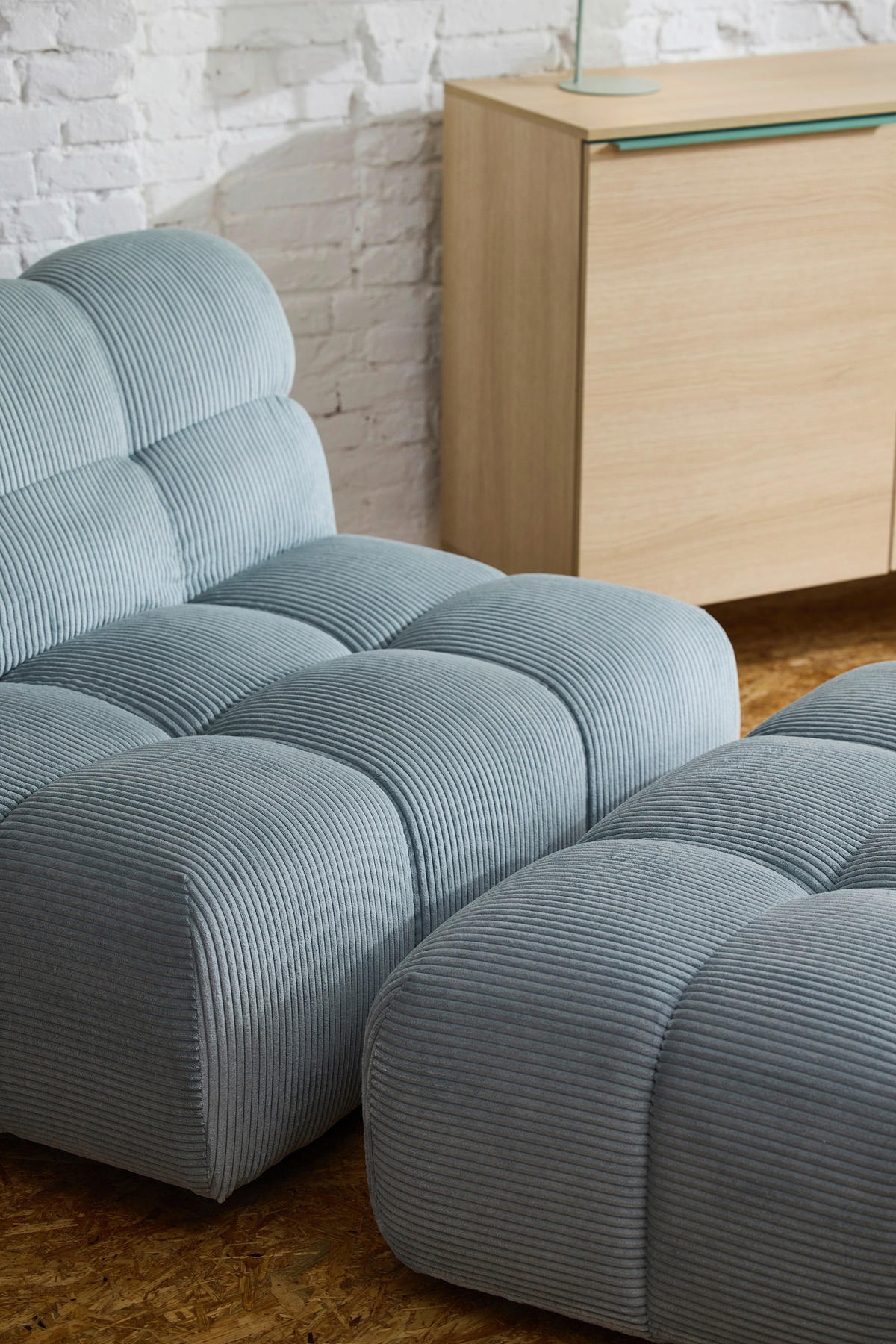 SESSEL in Cord Pastellblau  - Pastellblau/Schwarz, KONVENTIONELL, Textil/Metall (105/78/90cm) - Tom Tailor