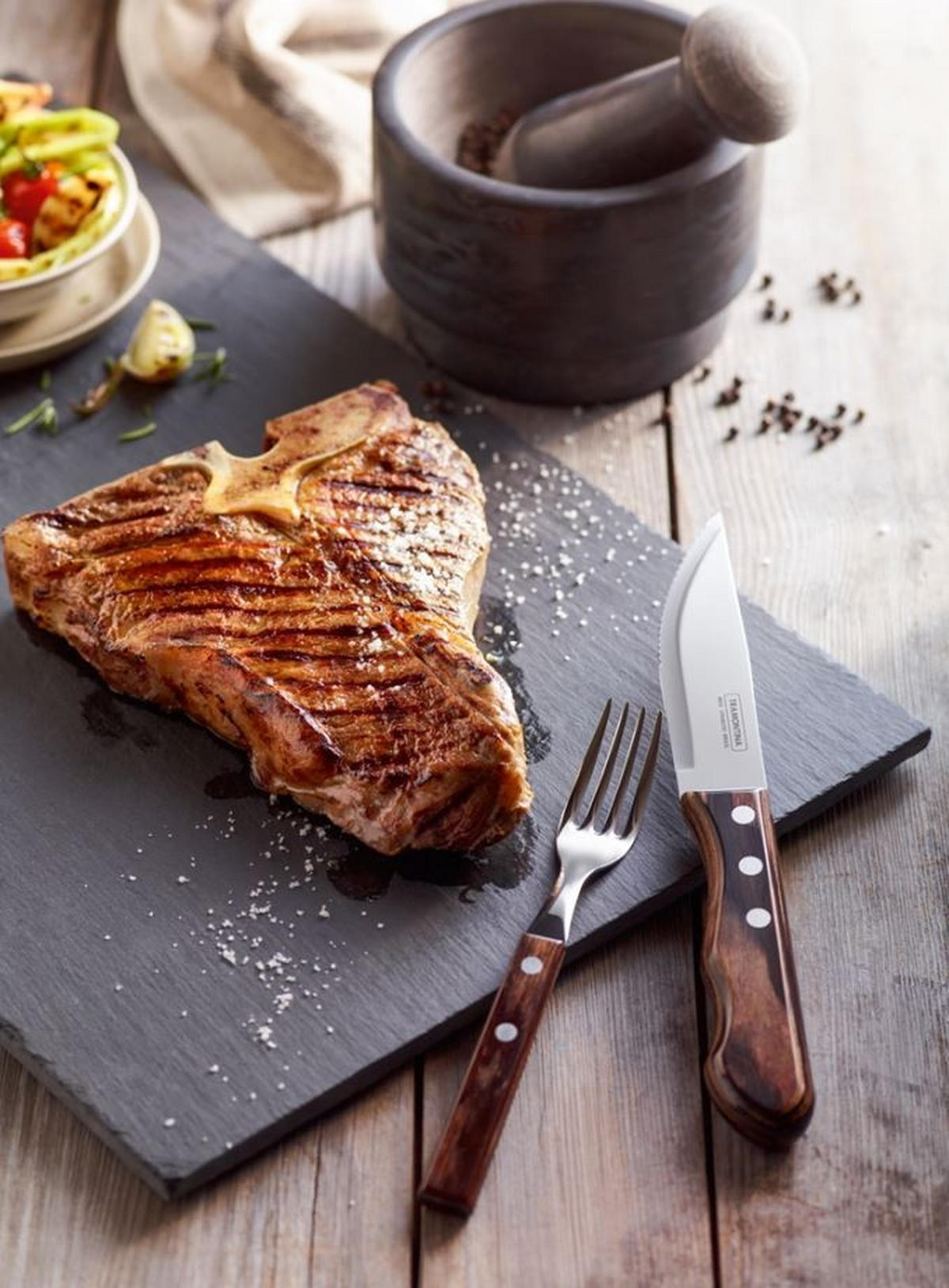 PRIBOR ZA ZREZKE  Tramontina - JUMBO BBQ-Koffer    15-delni  - rjava, Natur, kovina/les (43,5/36,5/6,5cm)