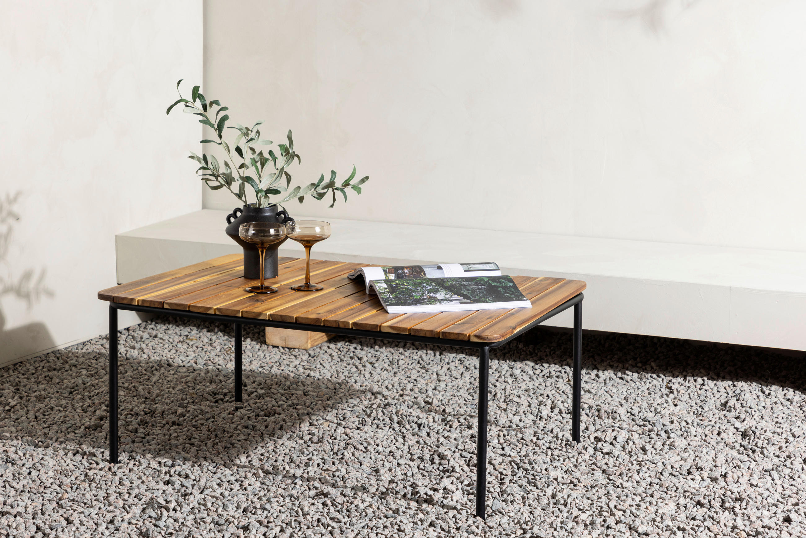 LOUNGEBORD trä, metall  - naturfärgad, Klassisk, metall/trä (100/65/40cm) - Gardenson