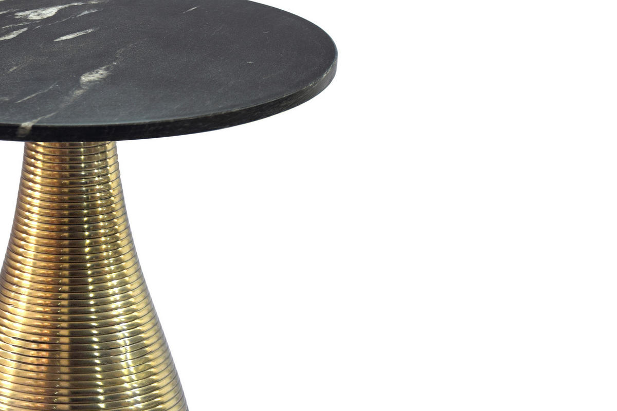 Masă Auxiliară din metal, piatră, 40/40/48 cm - auriu/negru, Design, metal/piatră (40/40/48cm) - Livetastic