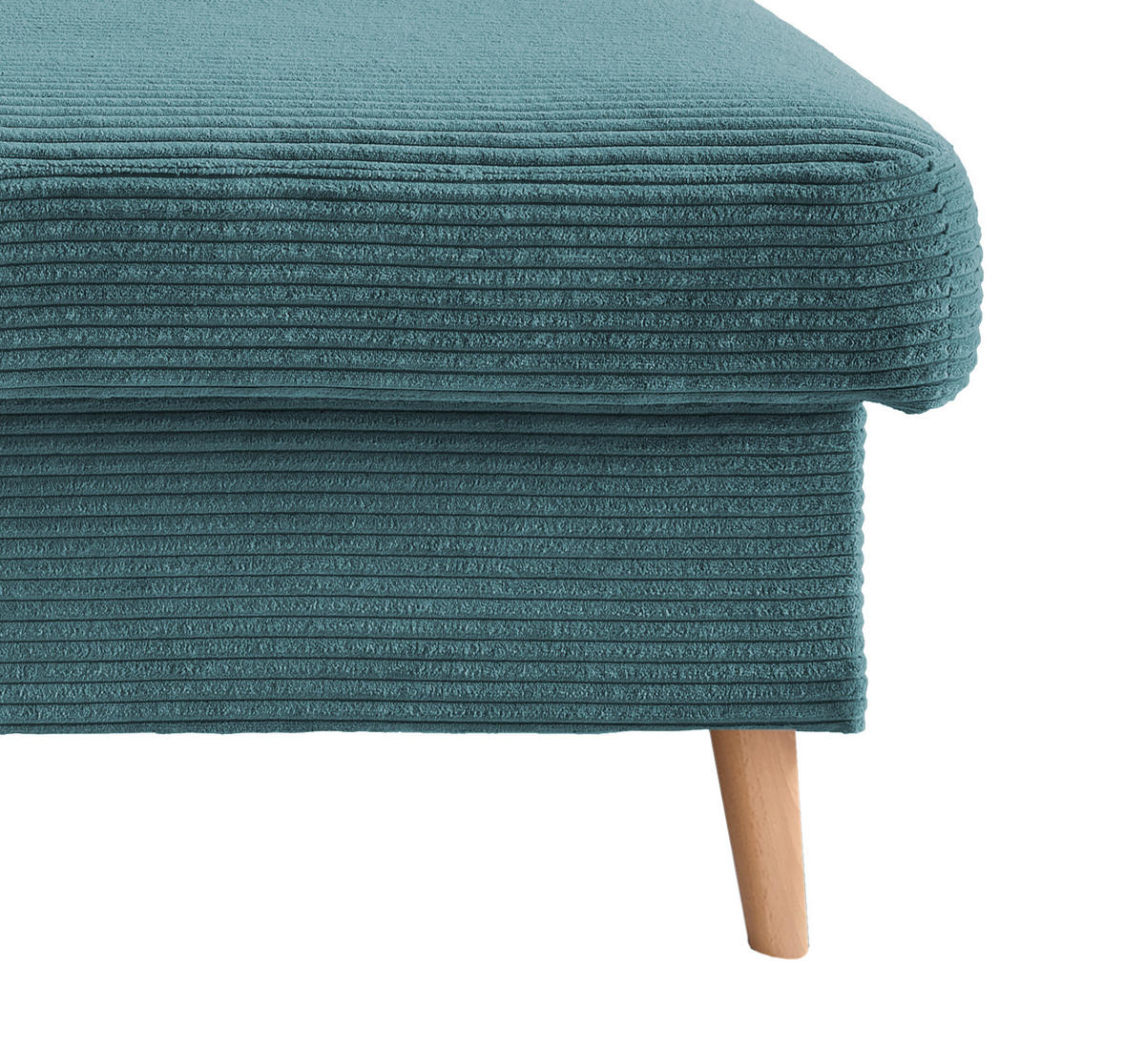 ECKSOFA in Cord Petrol  - Petrol/Naturfarben, Design, Holz/Textil (228/150cm) - P & B