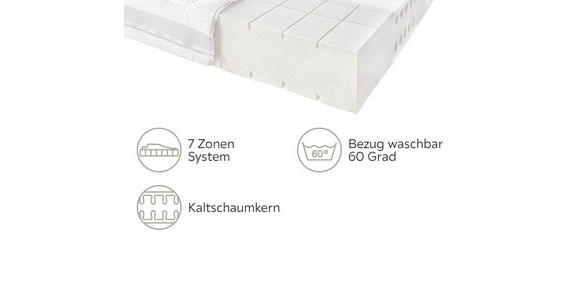 KALTSCHAUMMATRATZE 90/220 cm  - Weiß, Basics, Textil (90/220cm) - Novel