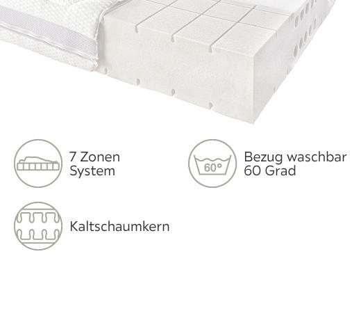 KALTSCHAUMMATRATZE 180/200 cm  - Weiß, Basics, Textil (180/200cm) - Novel