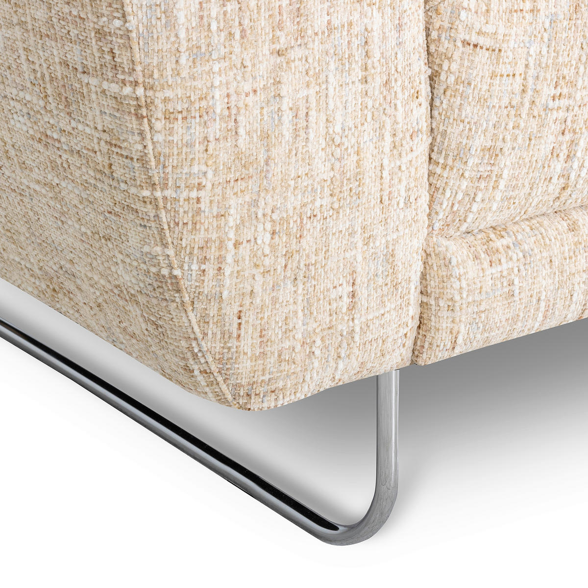 ECKSOFA 273/250 cm SPRING in Webstoff Beige Zierkissen  273/250 cm  - Chromfarben/Beige, Design, Textil/Metall (273/250cm) - Livetastic