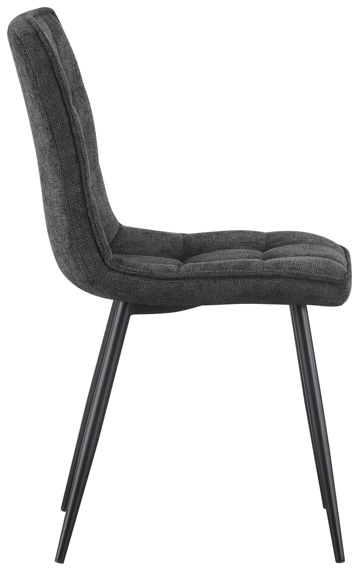 STUHL  in Eisen Leinenoptik Holz, Metall, Textil  - Anthrazit/Schwarz, KONVENTIONELL, Holz/Textil (45/89/58cm) - MID.YOU