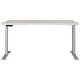 SCHREIBTISCH 160/80/72-118 cm  in Silberfarben, Hellgrau  - Silberfarben/Hellgrau, MODERN, Holzwerkstoff/Metall (160/80/72-118cm) - Novel
