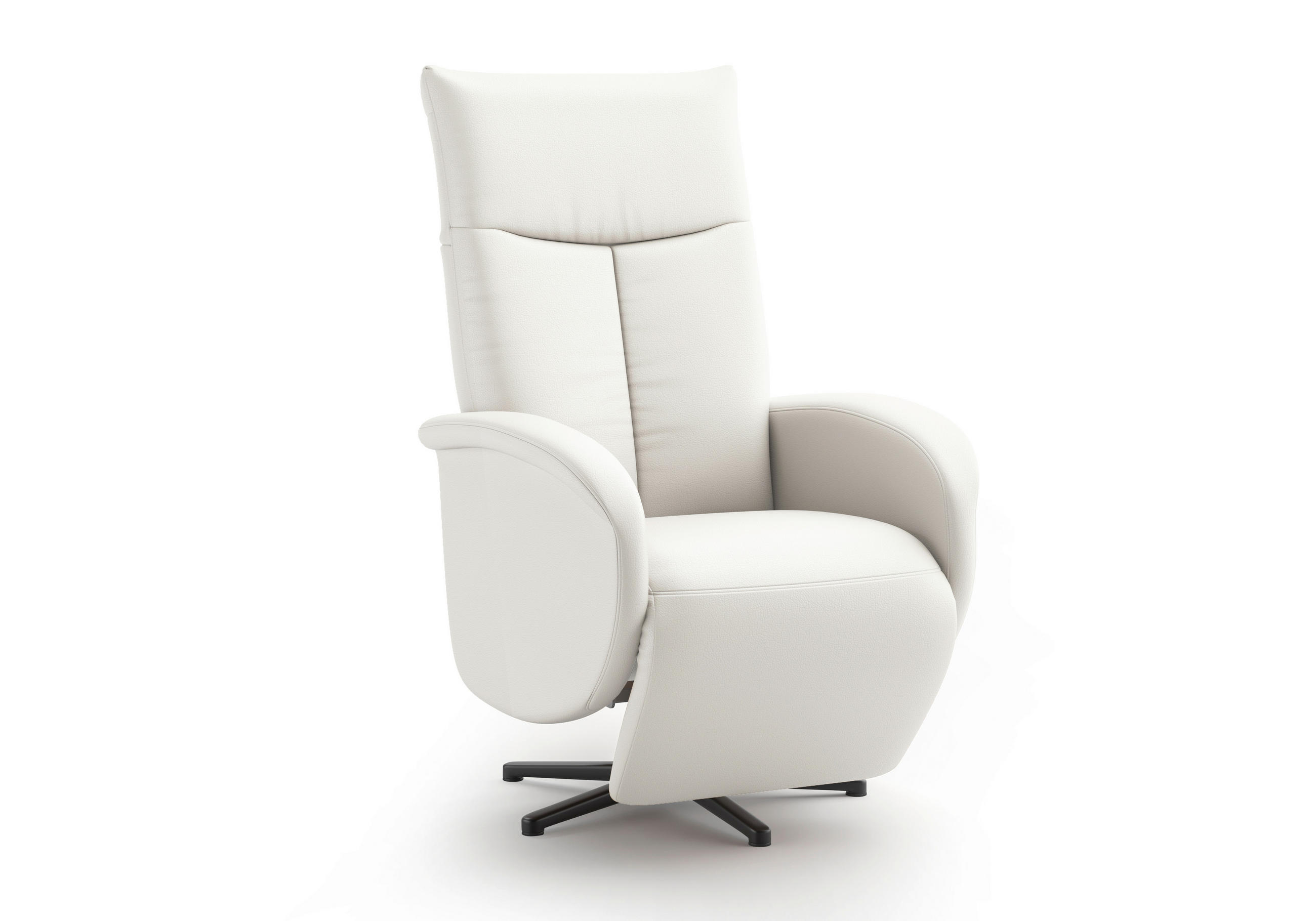 DREHSTUHL Weiß  - Schwarz/Weiß, MODERN, Leder/Metall (75/112/82cm) - Sit & More