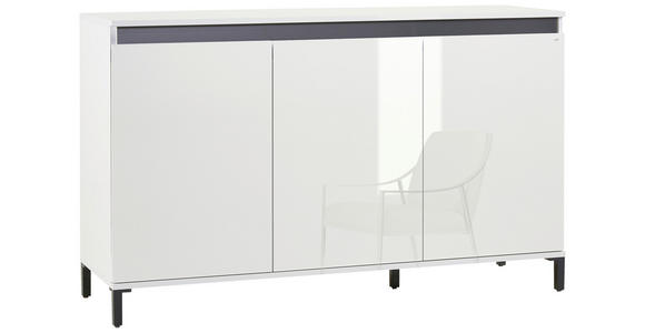 SIDEBOARD Weiß, Weiß Hochglanz  138/94/40 cm  - Weiß Hochglanz/Anthrazit, Design, Holzwerkstoff/Kunststoff (138/94/40cm) - Xora