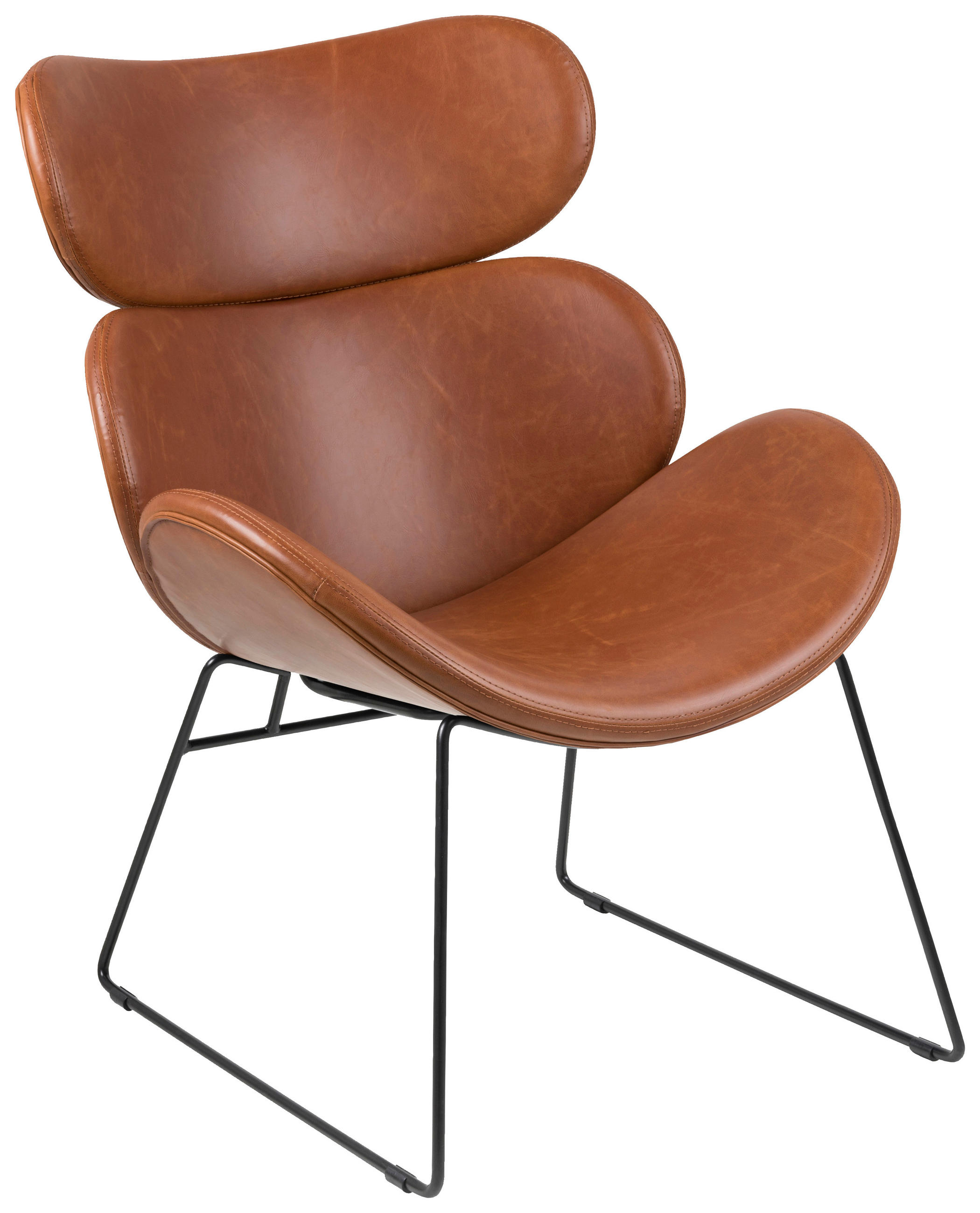 SESSEL Lederlook Cognac    - Cognac/Schwarz, Trend, Textil/Metall (69/90,5/78,5cm) - MID.YOU