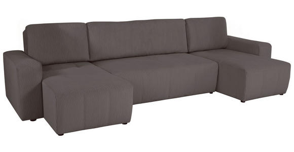 Wohnlandschaft inkl. Funktion Anthrazit Cord  - Anthrazit/Schwarz, KONVENTIONELL, Textil (146/317/146cm) - Xora